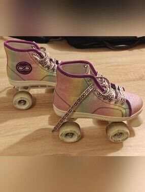ROLLA INFINITY Roller Skates Girls Tie Dye Sparkle White, Purple & Pink Size 2